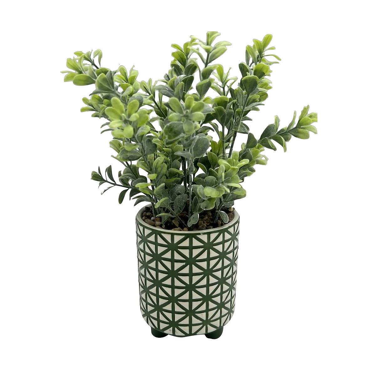 Faux Greenery in Green Geo Pot