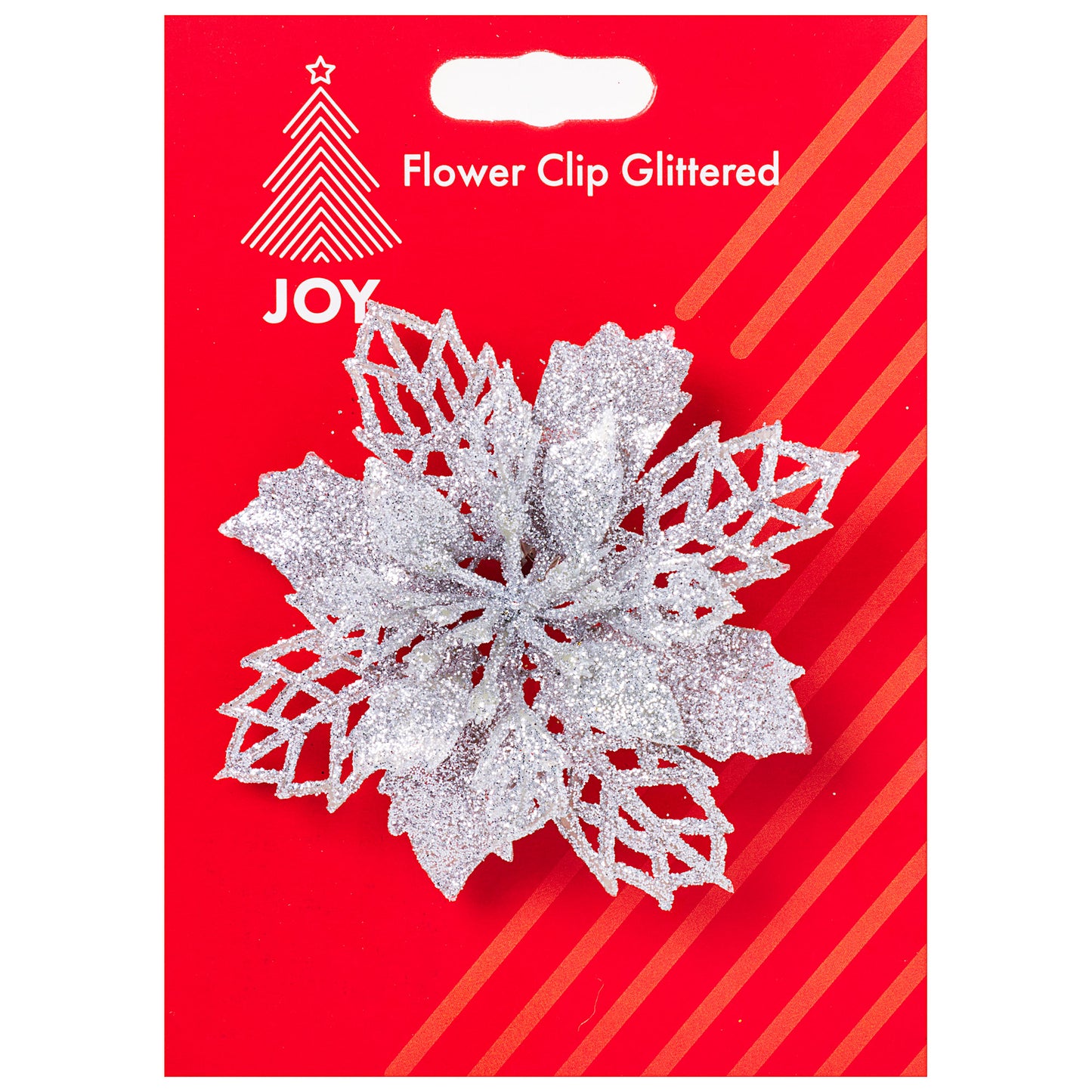 Christmas Flower Clip Glittered Assorted