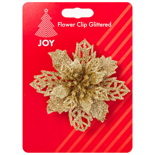 Christmas Flower Clip Glittered Assorted