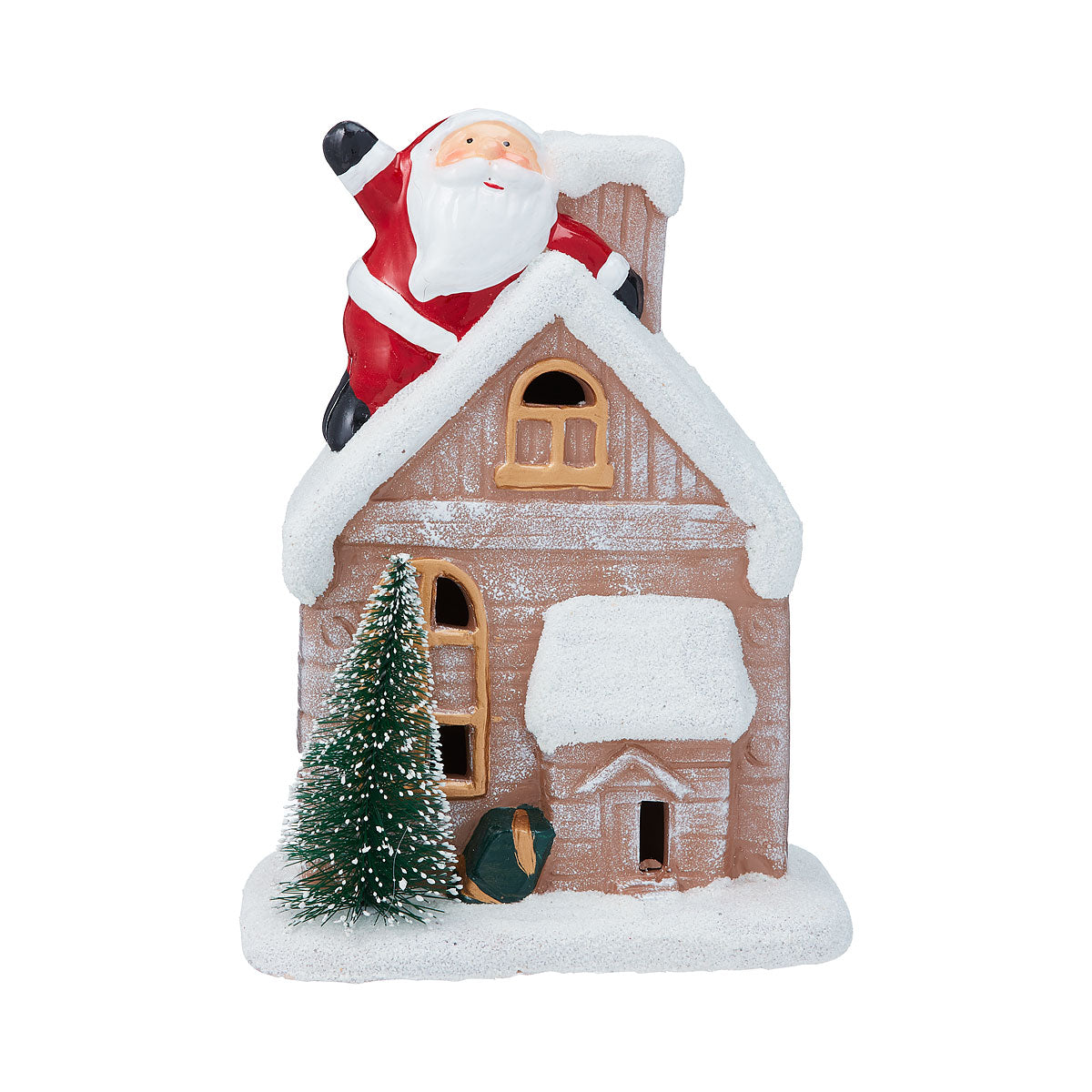 Christmas Ceramic Santa House Figurine Assorted