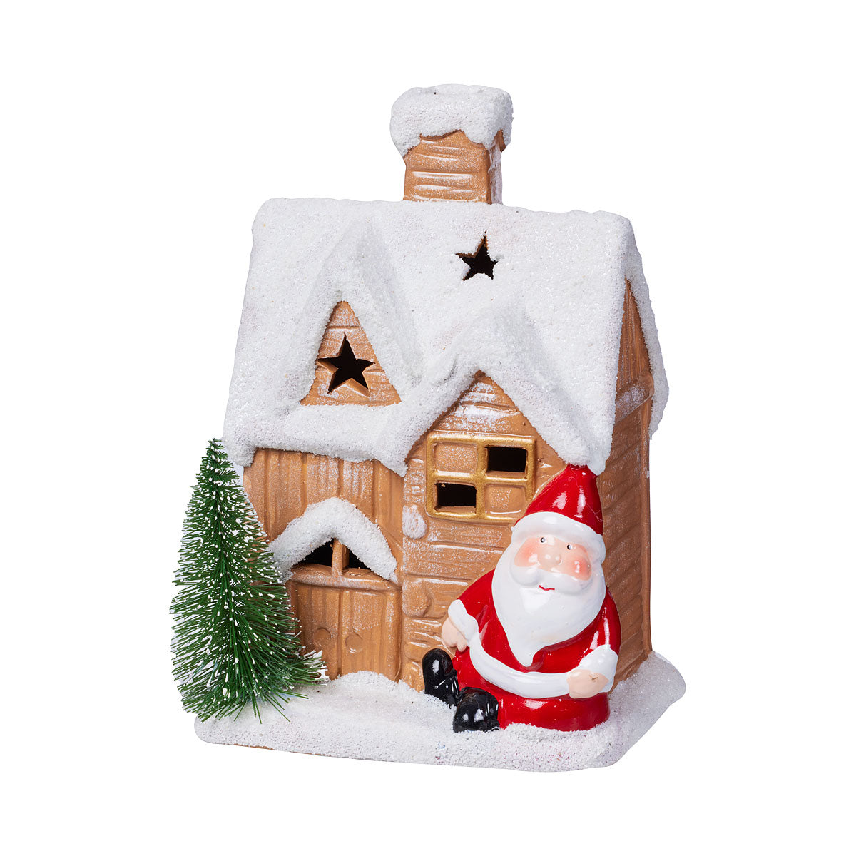 Christmas Ceramic Santa House Figurine Assorted