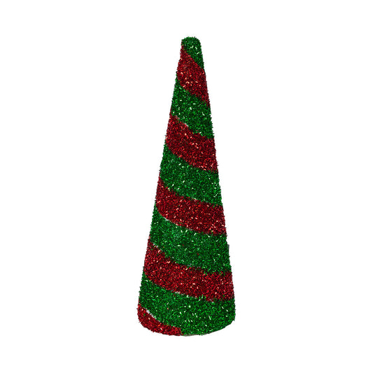 Tinsel Cone Tree Candy Stripe Assorted