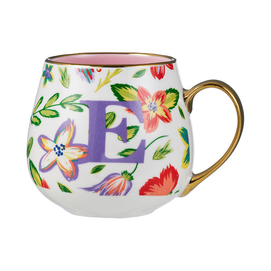Floral Letter E Mug 400mL