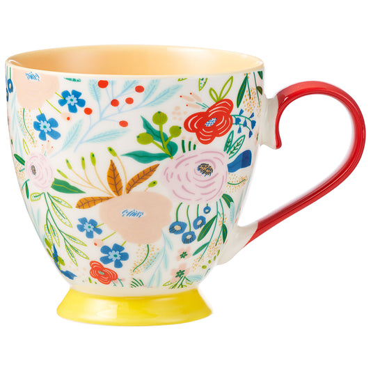Floral New Bone Mug 400mL Yellow