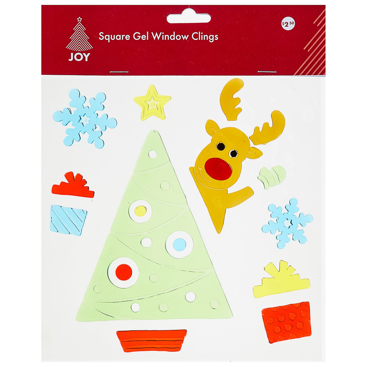 Christmas Gel Window Clings Square Assorted