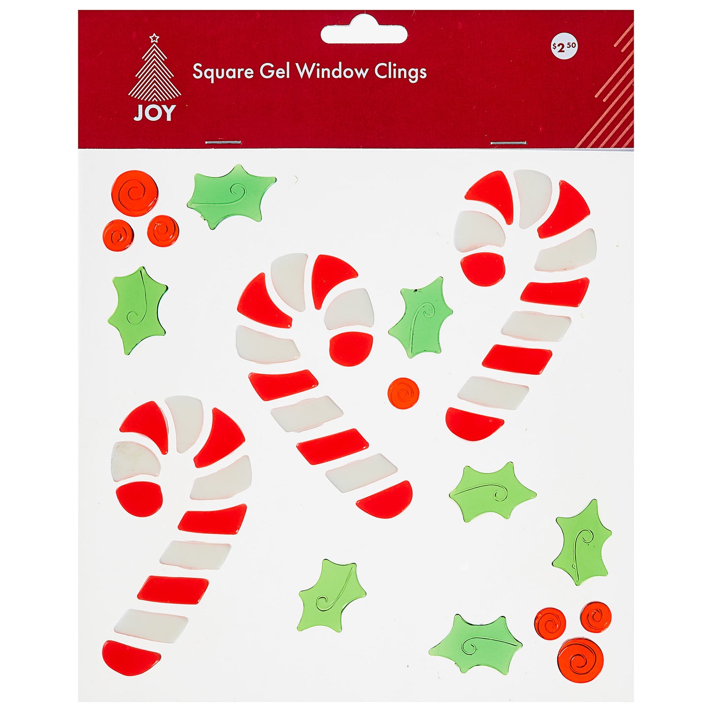 Christmas Gel Window Clings Square Assorted