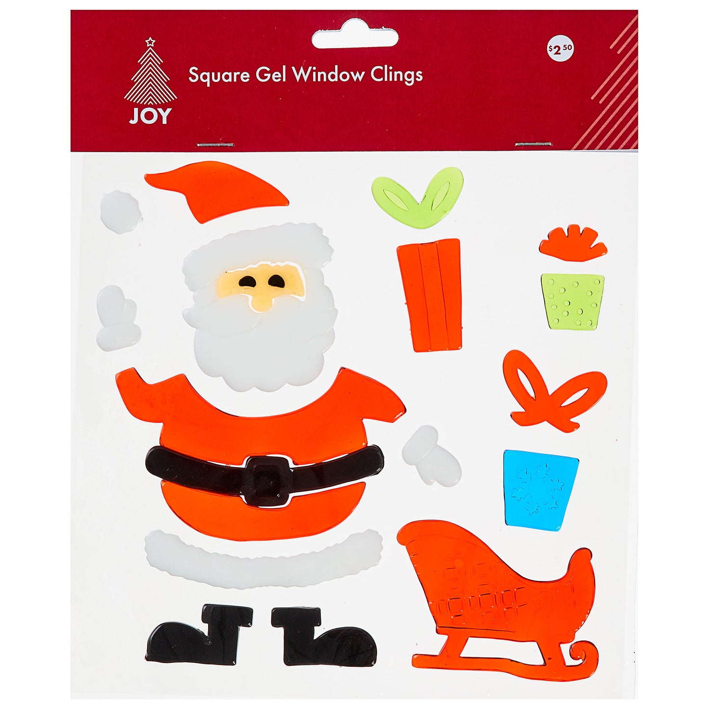 Christmas Gel Window Clings Square Assorted