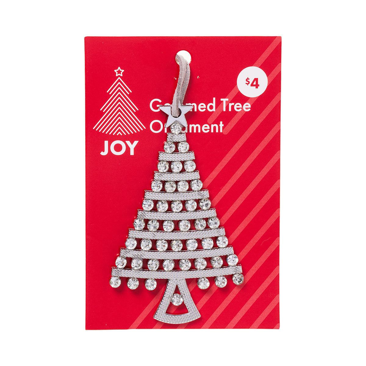 Christmas Tree Decoration Gemmed Shapes Silver Assorted