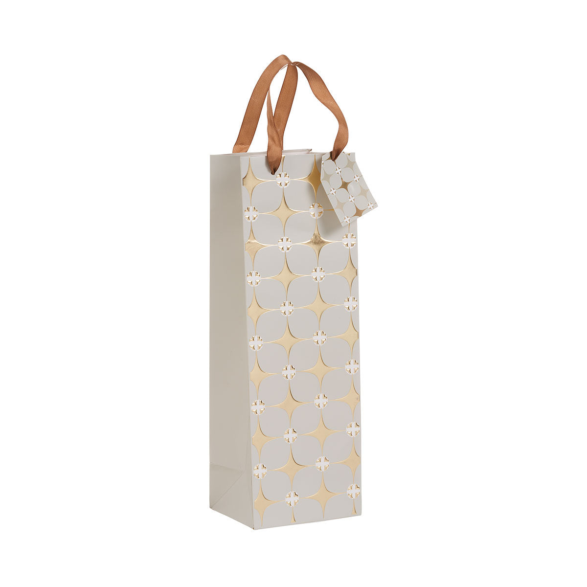 Gift Bottle Bag Foiled Diamond Navy/Cream