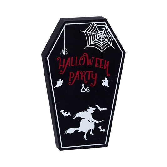 Halloween MDF Coffin Decoration 17cm Assorted