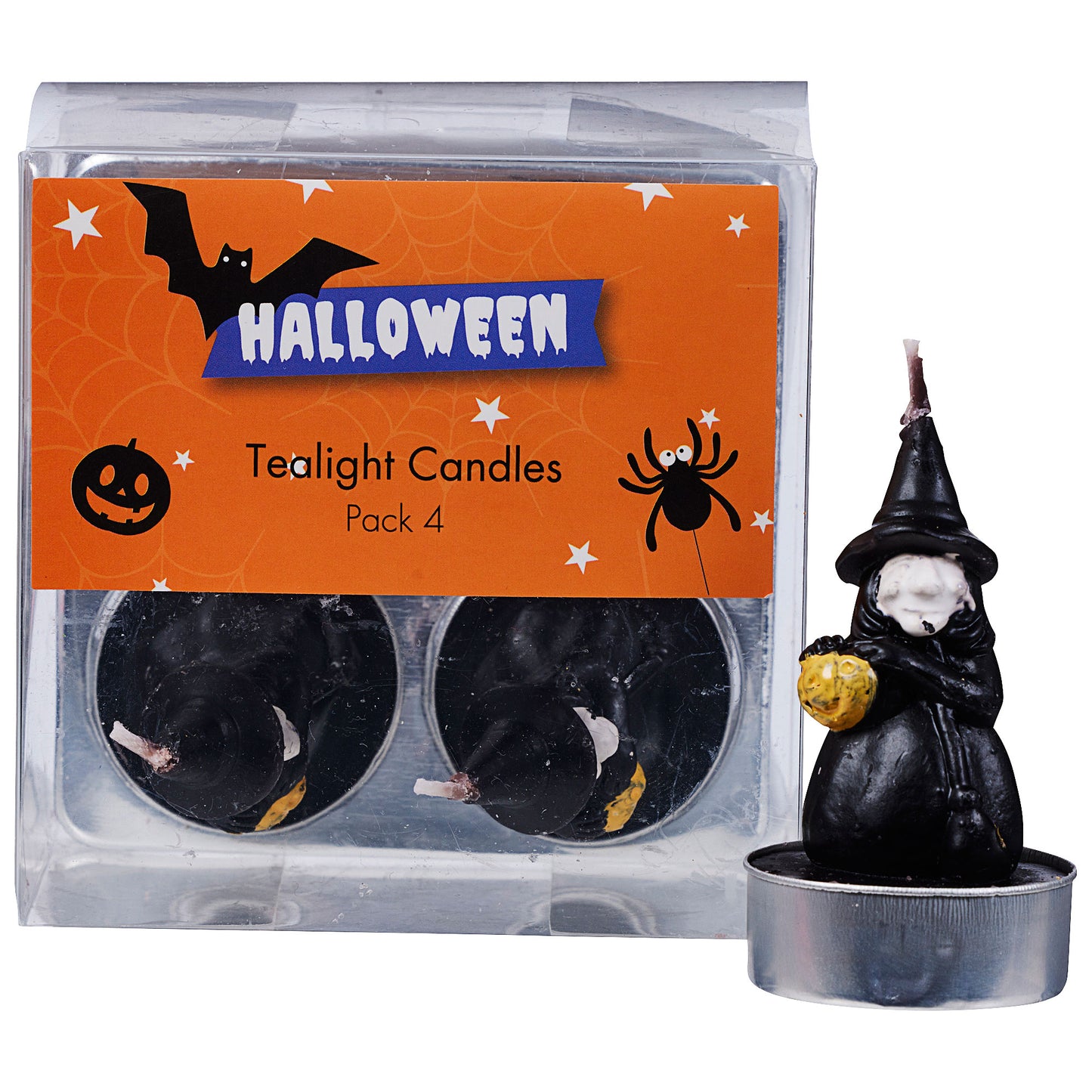 Halloween Tealights Witch/Pumpkin 4pk