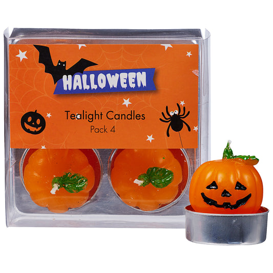 Halloween Tealights Witch/Pumpkin 4pk