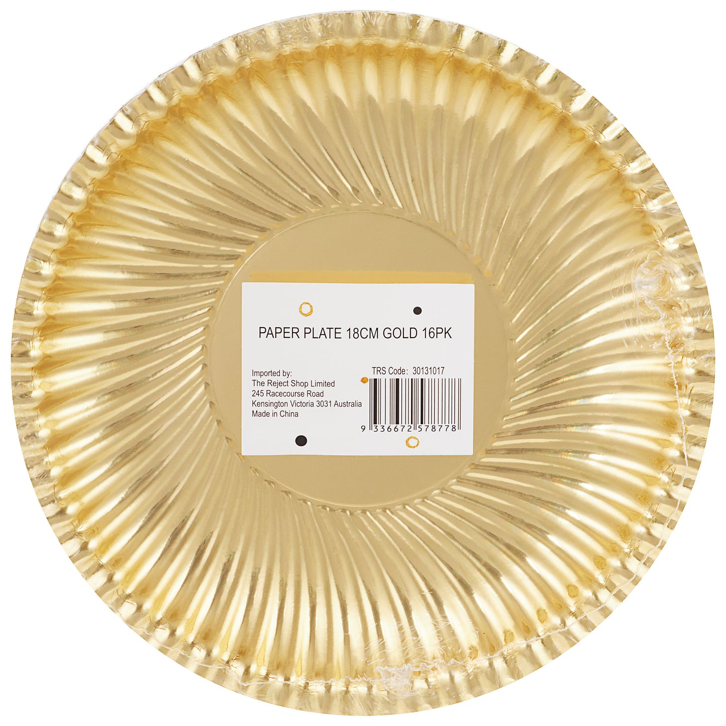 Gold Paper Plate 18cm 16pk