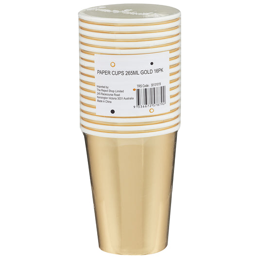 Gold Paper Cup 265mL 16pk