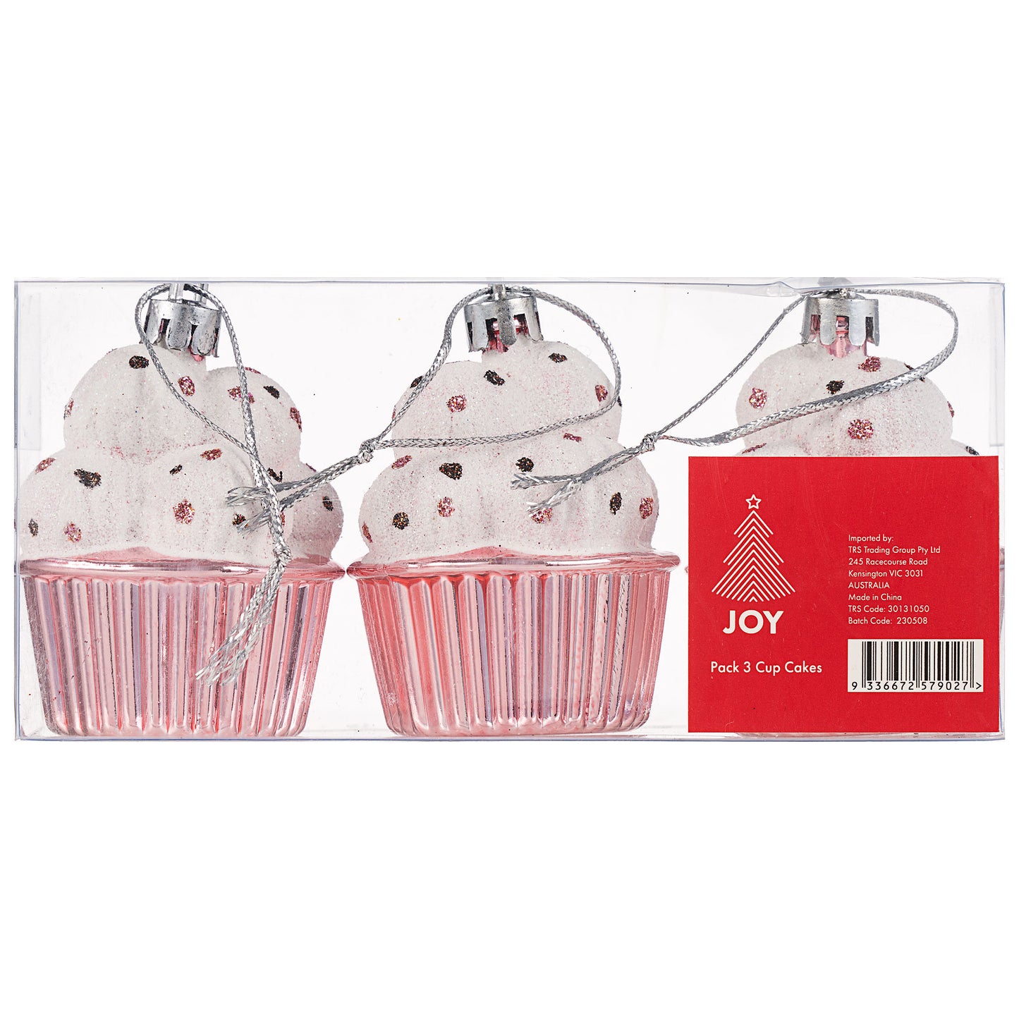 Cup Cake Tree Ornament 3pk Assorted