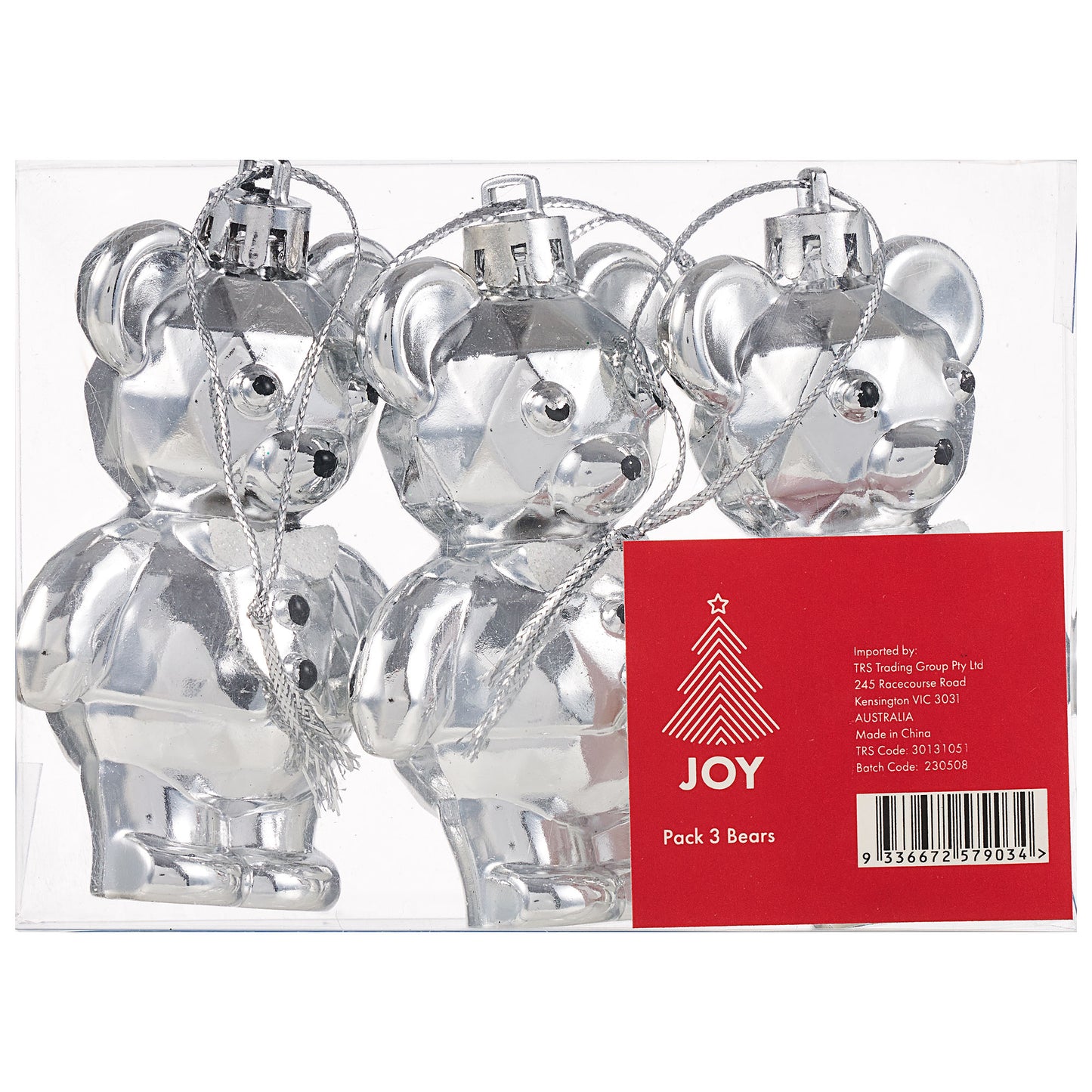 Geometric Bears Tree Ornaments 3pk Assorted