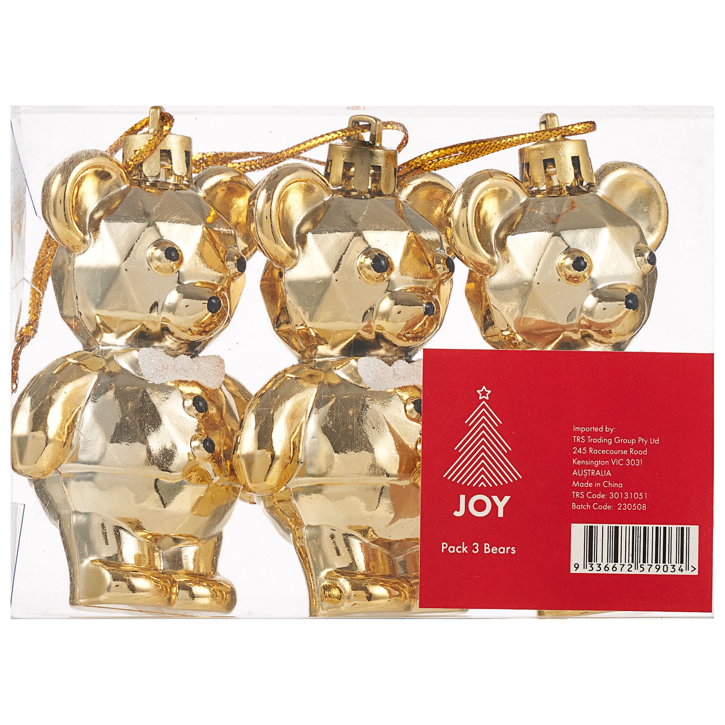 Geometric Bears Tree Ornaments 3pk Assorted