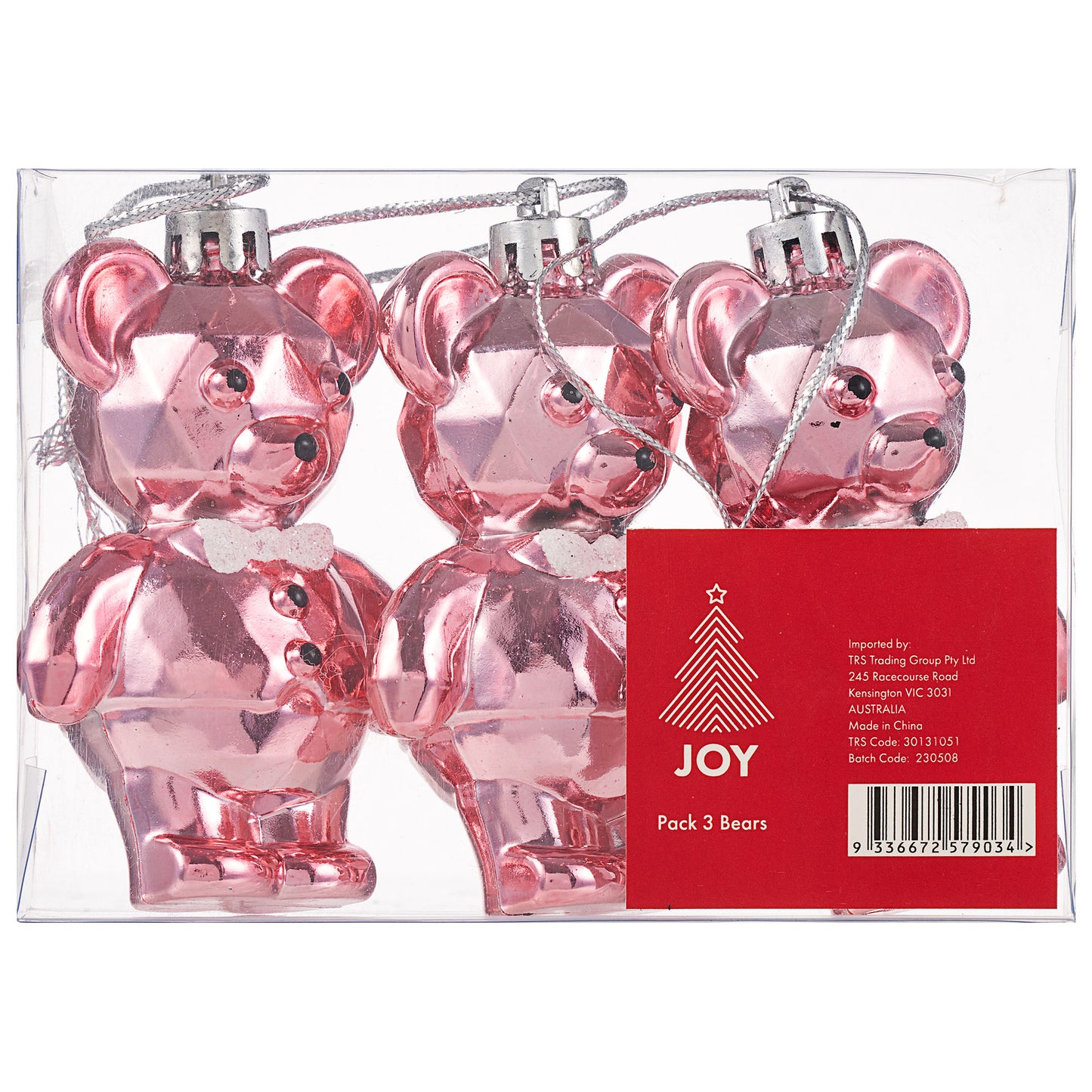 Geometric Bears Tree Ornaments 3pk Assorted