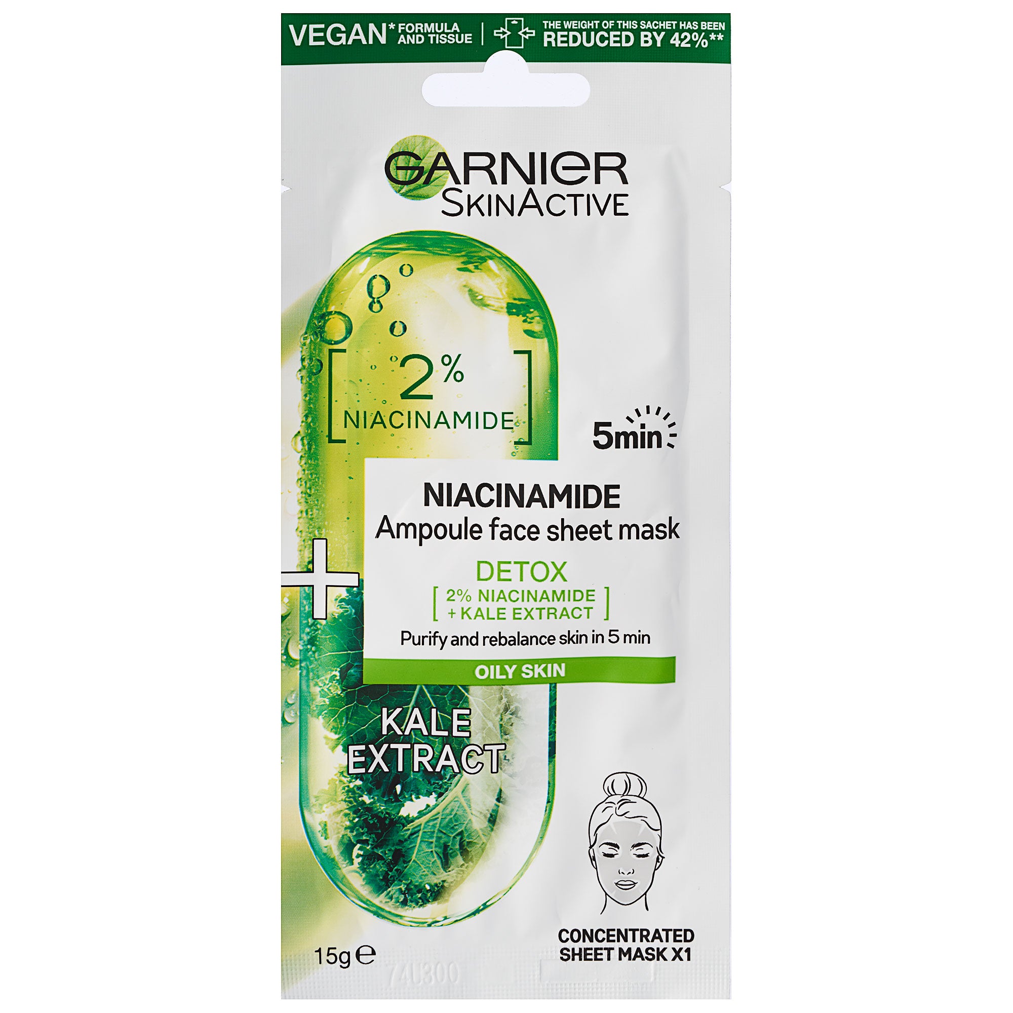 Garnier Niacinamide Face Mask Kale 15g The Reject Shop