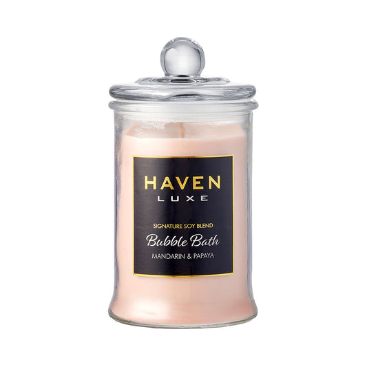 Haven Luxe Candle Glass with Lid Bubble Bath