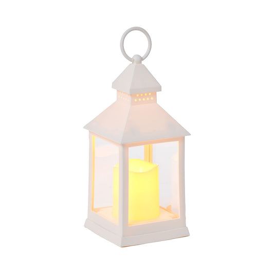 LED Pillar Lantern White/Black 24cm