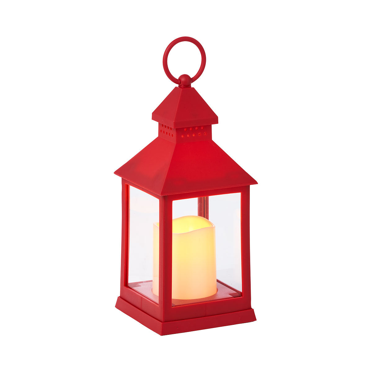 LED Pillar Lantern Red/Green 24cm