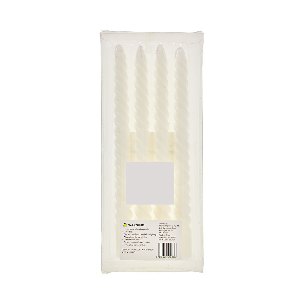 Twisted Taper Candles White 4pk