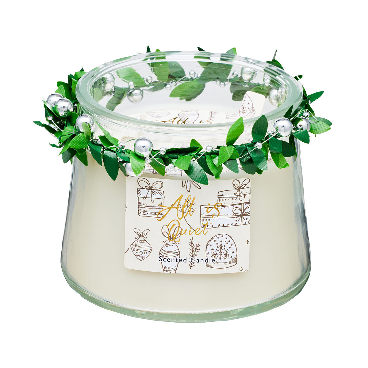 Leaf Trim Glass Cut-Out Wax Candle Assorted