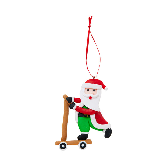 Santa On Bike Tree Ornament Assorted