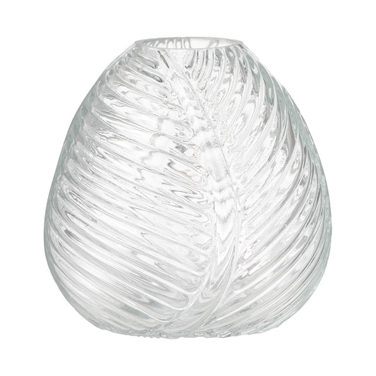 Leaf Pattern Glass Vase Small 12cm Smoke