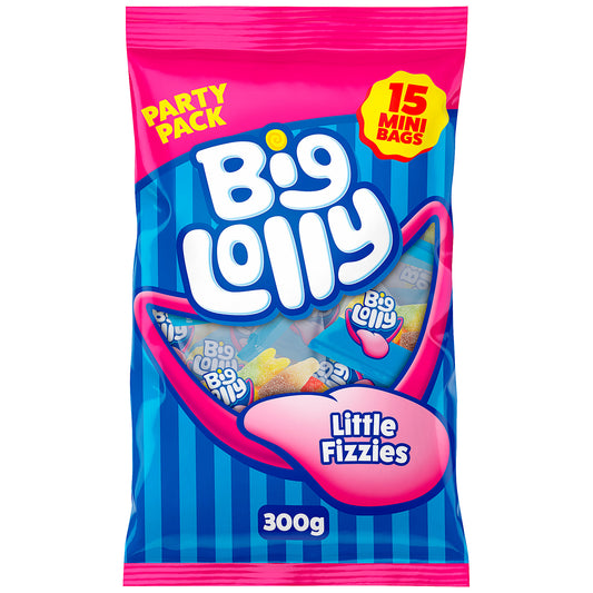 Big Lolly Little Fizzies Party Pack 15 Mini Bags 300g