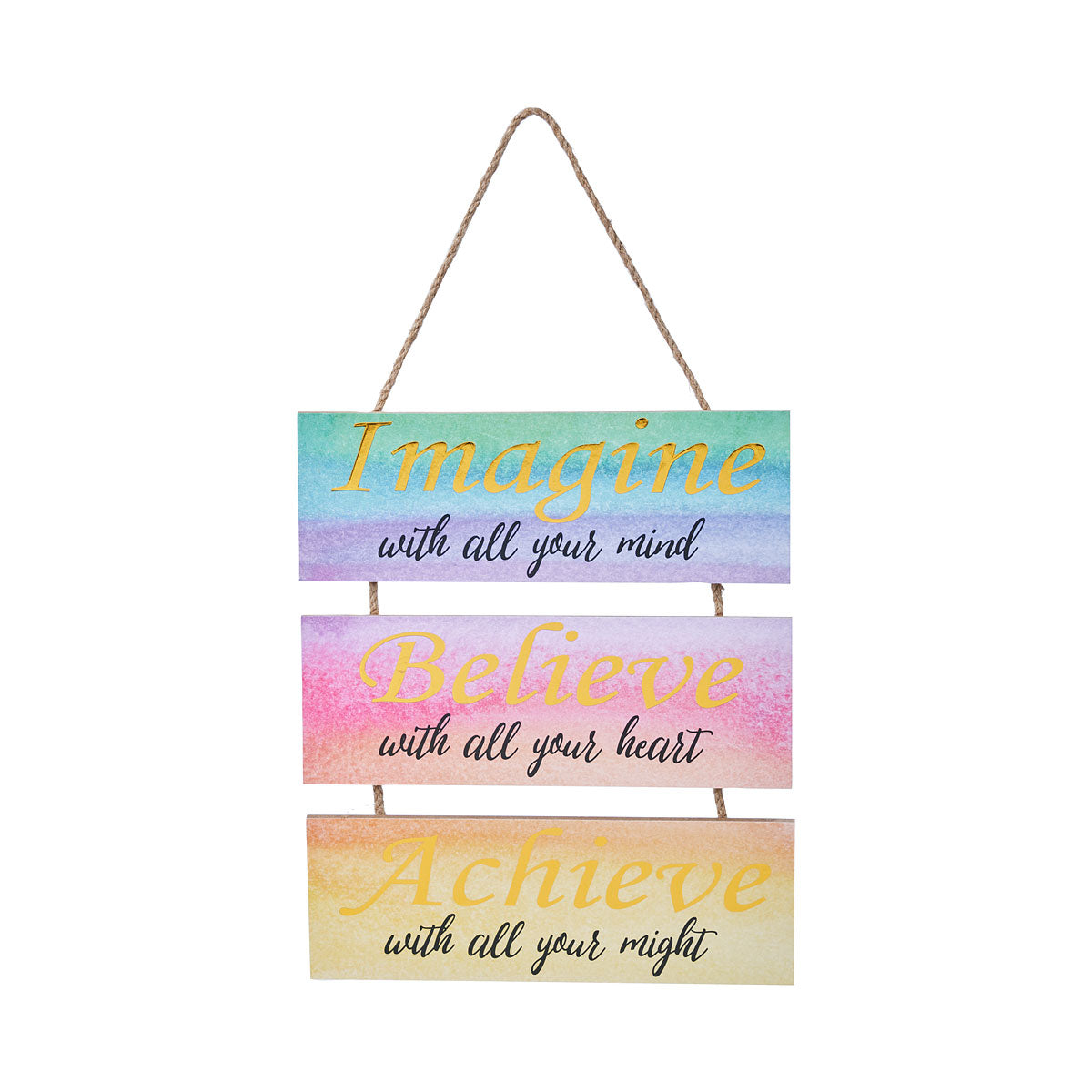 Imagine Believe Achieve Hanging Plaque