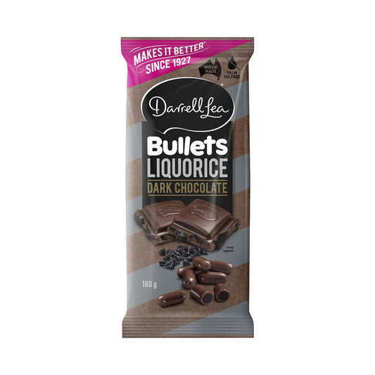 Darrell Lea Dark Chocolate Liquorice Bullets Block 180g