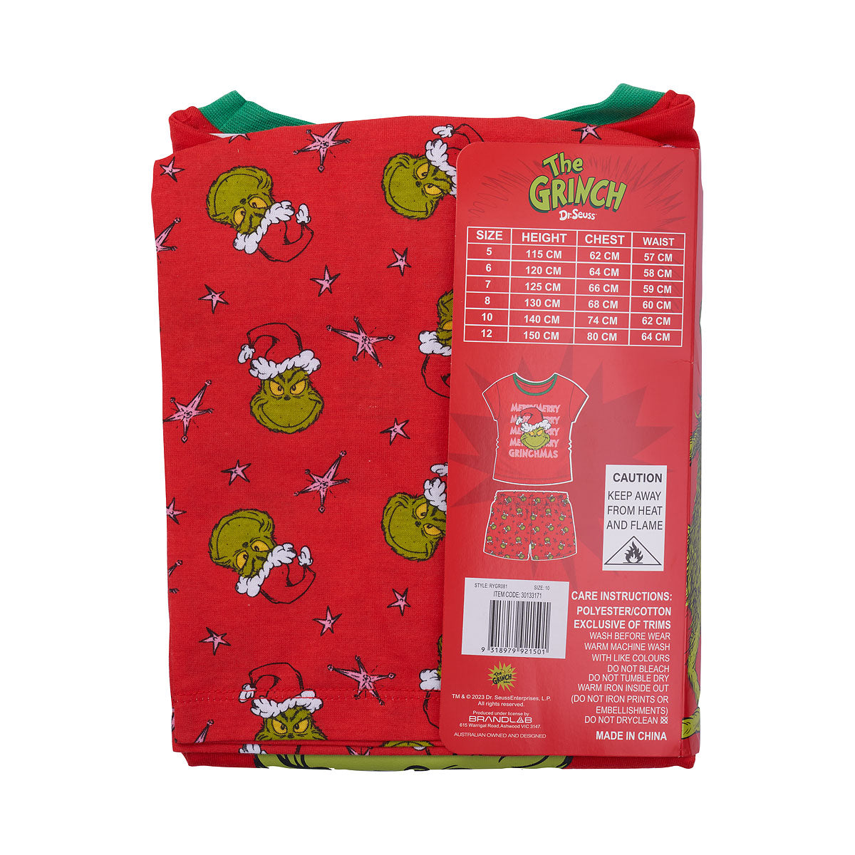 Girls Grinch PJ Red Assorted Sizes