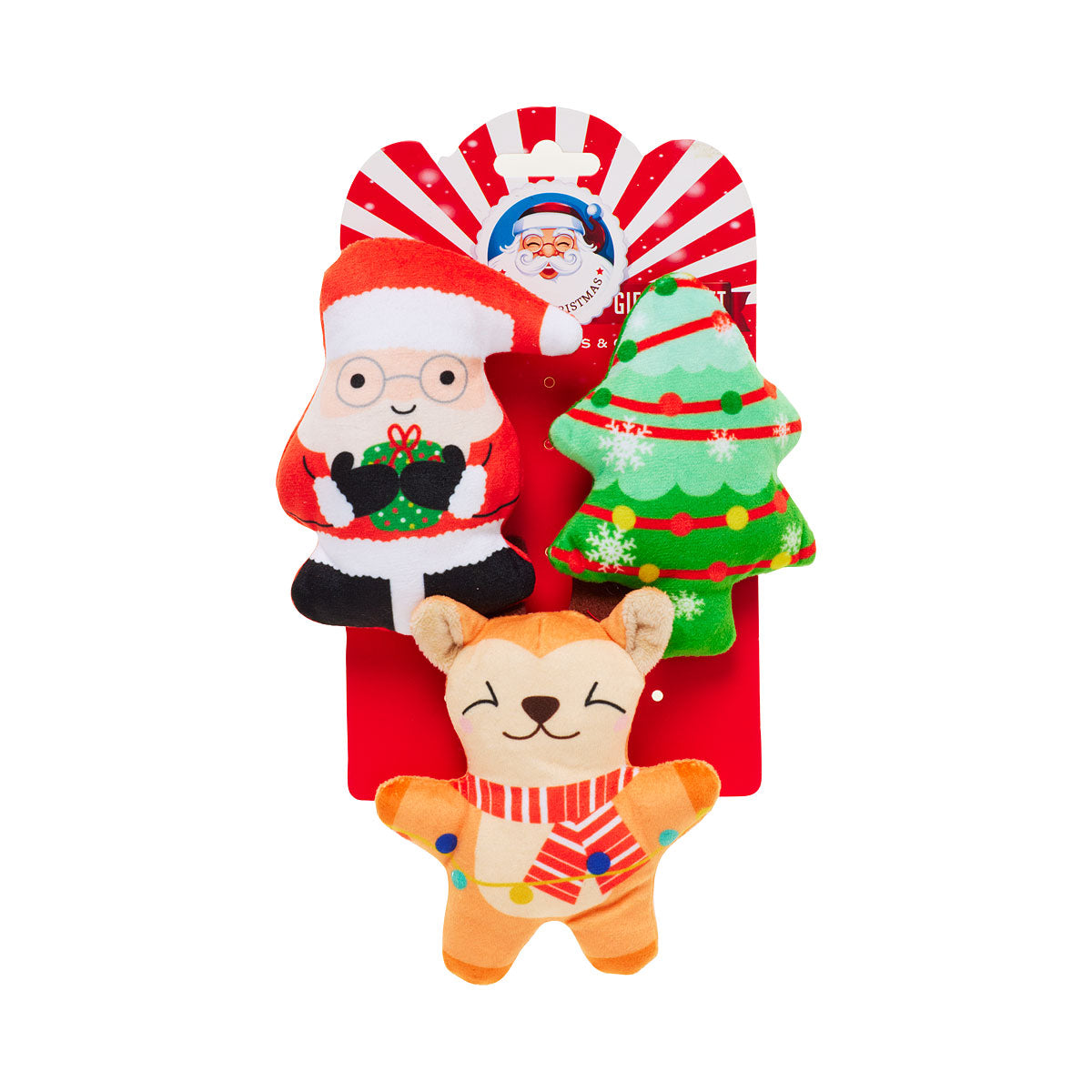 Christmas 3pc Santa Toy Set For Small Dogs