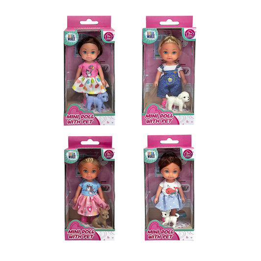 Mini Doll With Pet 11cm Assorted