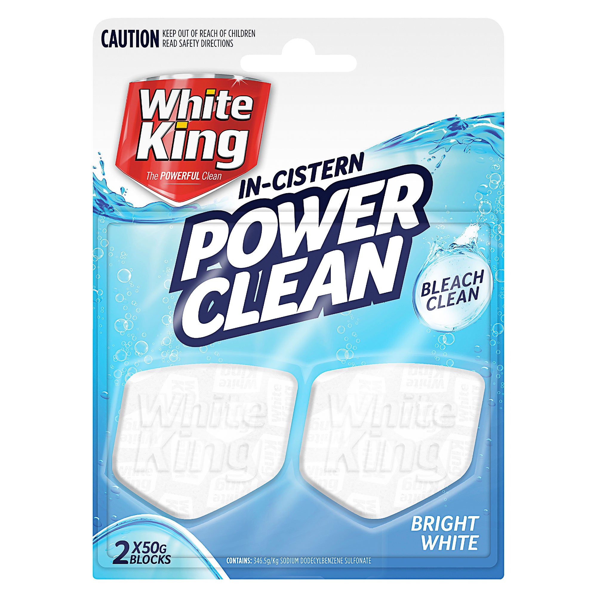 White King Power Clean InCistern Toilet Block Bright White 50g 2pk The Reject Shop